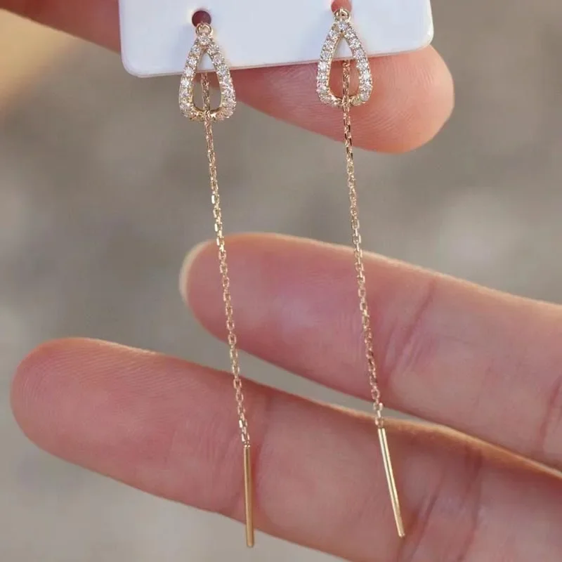Drop Ear Line Long Hanging Earrings for Women Rose Gold Color Zircon Crystal Piercing Threader Earing Ear Accessories Jewelry-3 Drop Ear Line Long Hanging Earrings for Women Rose Gold Color Zircon Crystal Piercing Threader Earing Ear Accessories Jewelry-3