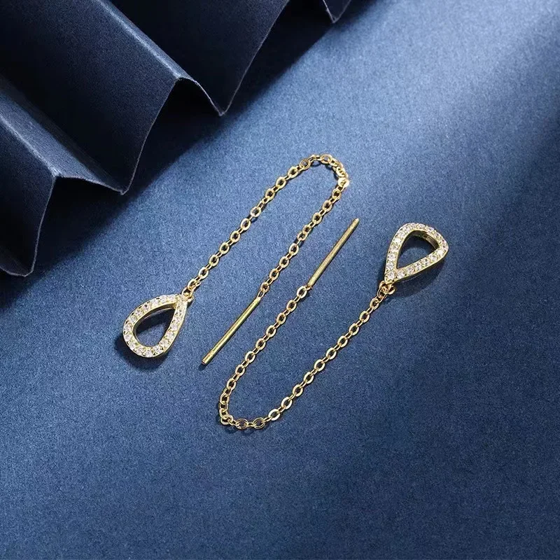 Drop Ear Line Long Hanging Earrings for Women Rose Gold Color Zircon Crystal Piercing Threader Earing Ear Accessories Jewelry-4 Drop Ear Line Long Hanging Earrings for Women Rose Gold Color Zircon Crystal Piercing Threader Earing Ear Accessories Jewelry-4