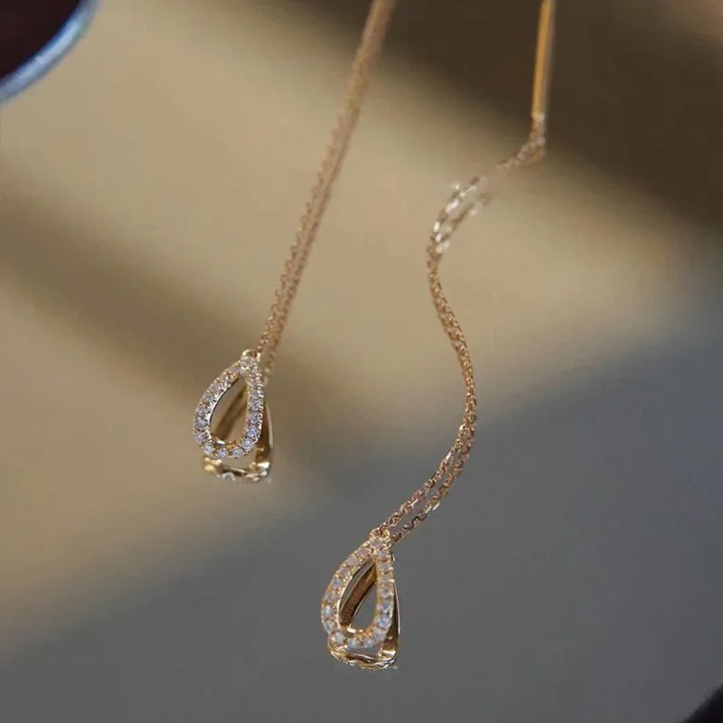 Drop Ear Line Long Hanging Earrings for Women Rose Gold Color Zircon Crystal Piercing Threader Earing Ear Accessories Jewelry-6 Drop Ear Line Long Hanging Earrings for Women Rose Gold Color Zircon Crystal Piercing Threader Earing Ear Accessories Jewelry-6