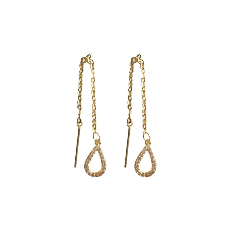 Drop Ear Line Long Hanging Earrings for Women Rose Gold Color Zircon Crystal Piercing Threader Earing Ear Accessories Jewelry-7 Drop Ear Line Long Hanging Earrings for Women Rose Gold Color Zircon Crystal Piercing Threader Earing Ear Accessories Jewelry-7