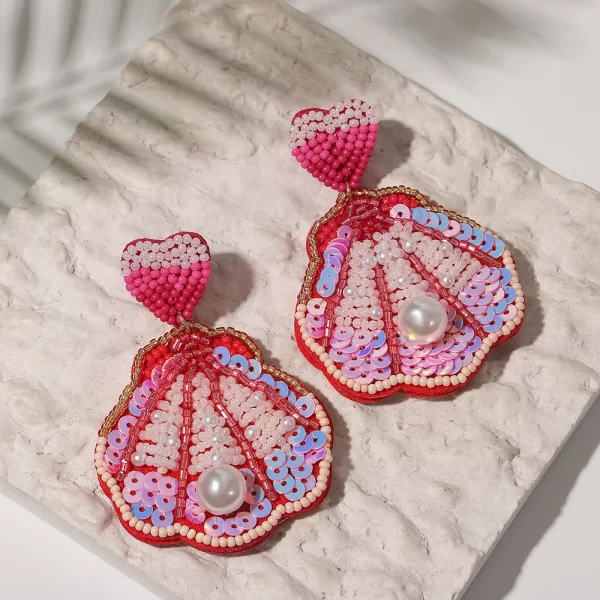 aensoa bohemian starfish lobster conch seed bead drop earrings for women handmade ocean animal earrings summer beach jewelry