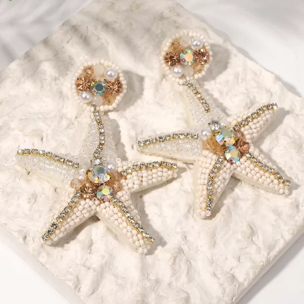 aensoa bohemian starfish lobster conch seed bead drop earrings for women handmade ocean animal earrings summer beach jewelry