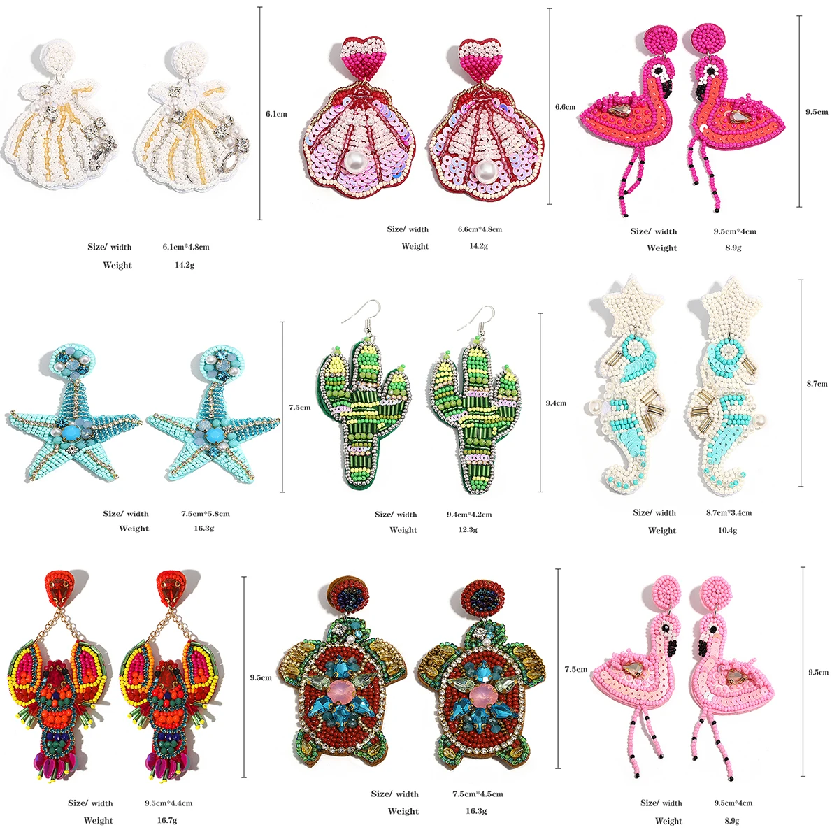 AENSOA Bohemian Starfish Lobster Conch Seed Bead Drop Earrings for Women Handmade Ocean Animal Earrings Summer Beach Jewelry-1 AENSOA Bohemian Starfish Lobster Conch Seed Bead Drop Earrings for Women Handmade Ocean Animal Earrings Summer Beach Jewelry-1