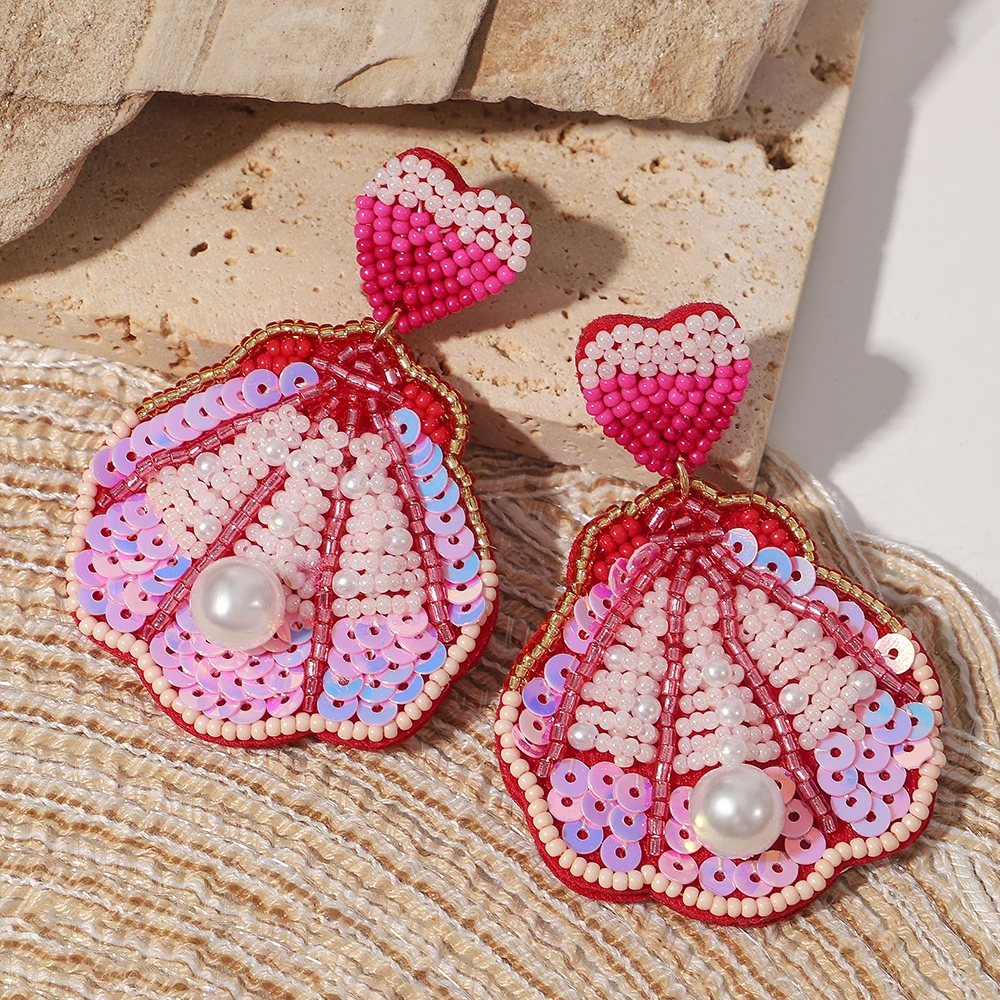 AENSOA Bohemian Starfish Lobster Conch Seed Bead Drop Earrings for Women Handmade Ocean Animal Earrings Summer Beach Jewelry-2 AENSOA Bohemian Starfish Lobster Conch Seed Bead Drop Earrings for Women Handmade Ocean Animal Earrings Summer Beach Jewelry-2