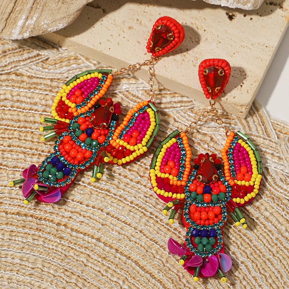 AENSOA Bohemian Starfish Lobster Conch Seed Bead Drop Earrings for Women Handmade Ocean Animal Earrings Summer Beach Jewelry-3 AENSOA Bohemian Starfish Lobster Conch Seed Bead Drop Earrings for Women Handmade Ocean Animal Earrings Summer Beach Jewelry-3