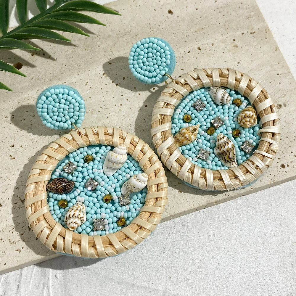 AENSOA Bohemian Starfish Lobster Conch Seed Bead Drop Earrings for Women Handmade Ocean Animal Earrings Summer Beach Jewelry-4 AENSOA Bohemian Starfish Lobster Conch Seed Bead Drop Earrings for Women Handmade Ocean Animal Earrings Summer Beach Jewelry-4