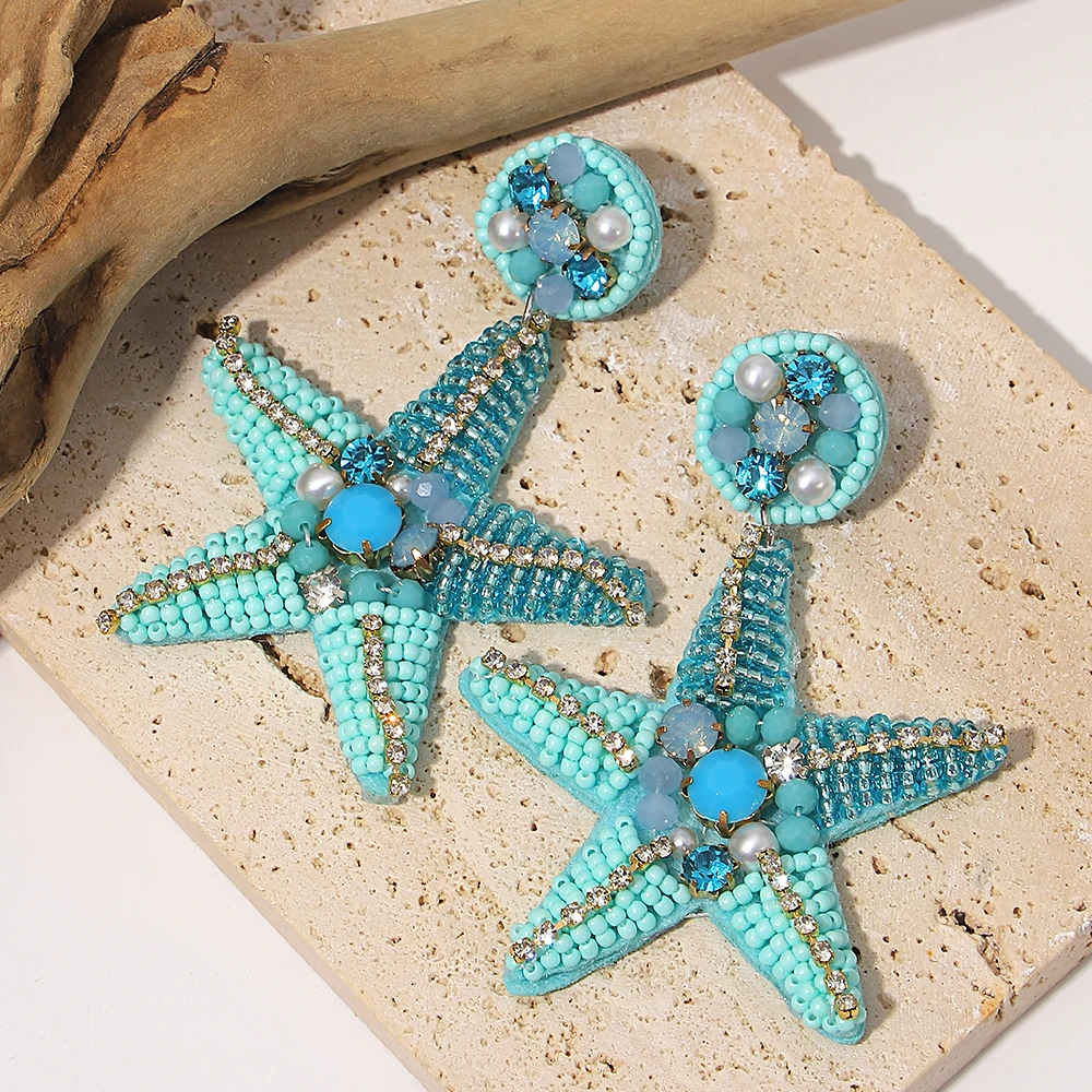 AENSOA Bohemian Starfish Lobster Conch Seed Bead Drop Earrings for Women Handmade Ocean Animal Earrings Summer Beach Jewelry-6 AENSOA Bohemian Starfish Lobster Conch Seed Bead Drop Earrings for Women Handmade Ocean Animal Earrings Summer Beach Jewelry-6