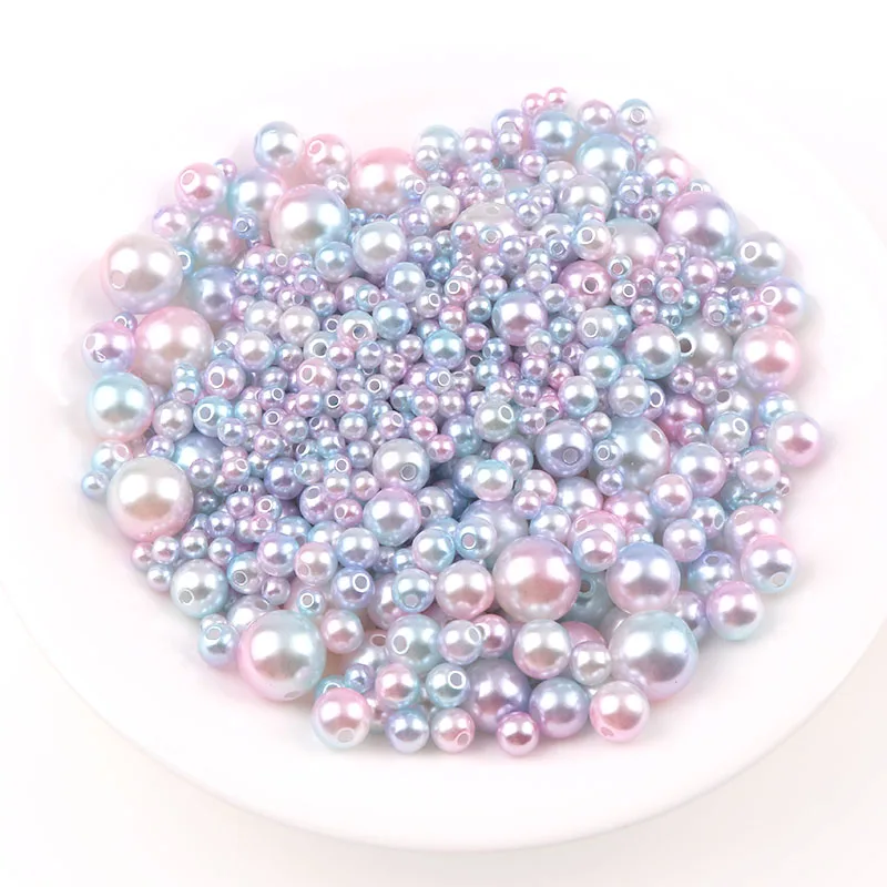 30g Mix Size Mermaid Color Acrylic Pearl Loose Spacer Beads For Jewelry Making DIY Necklace Bracelet Earrings Other Decors-1
