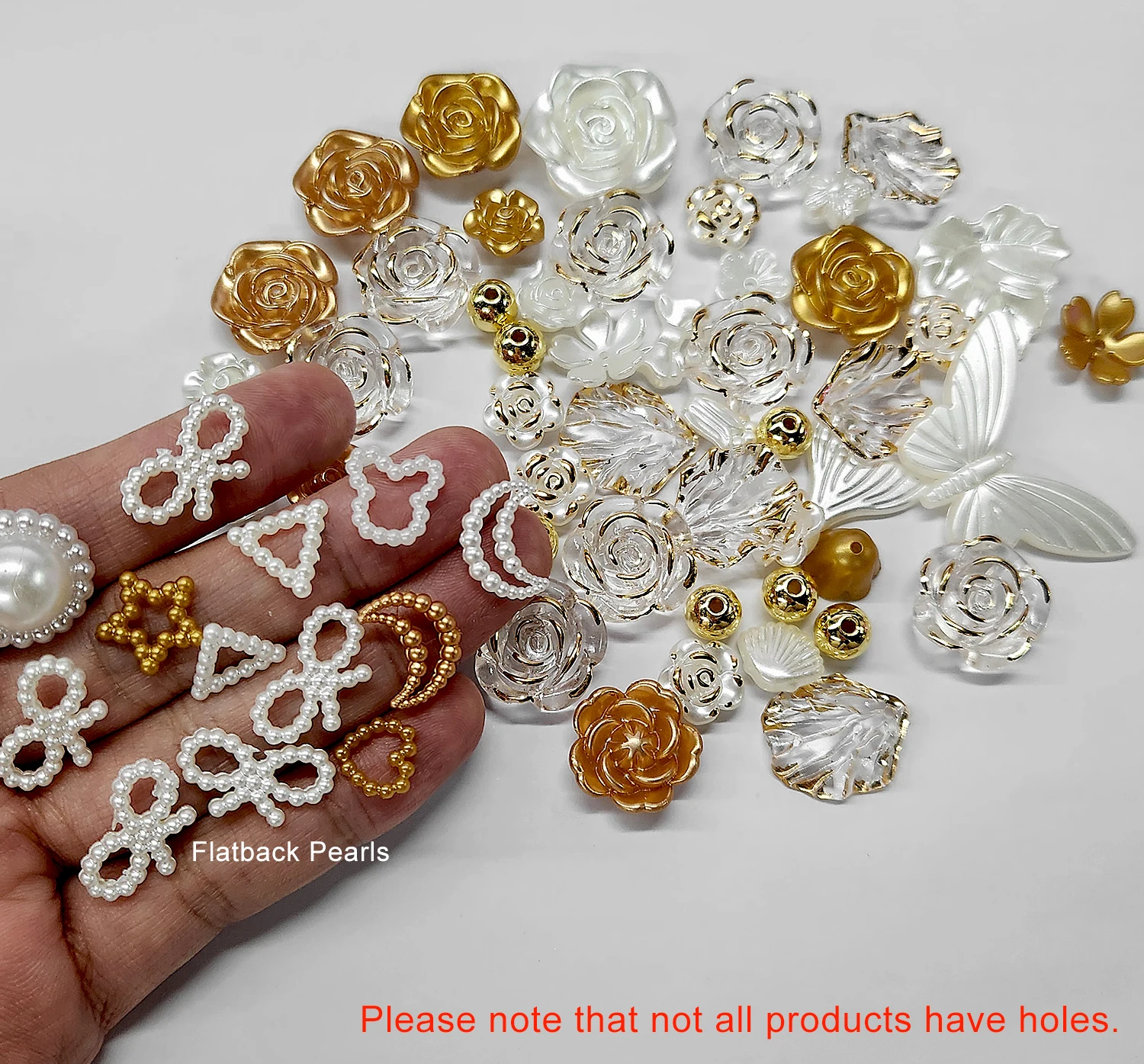 30g/bag Mixed Baroque Rose Imitation Pearl Bow DIY Accessories-1
