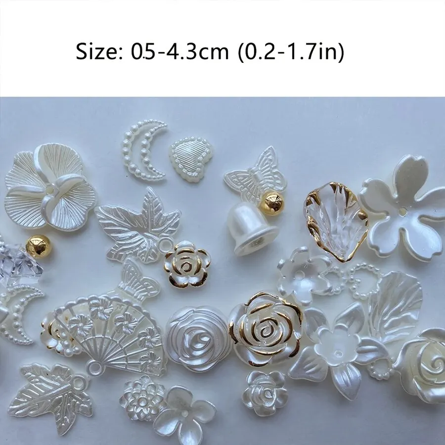30g/bag Mixed Baroque Rose Imitation Pearl Bow DIY Accessories-3
