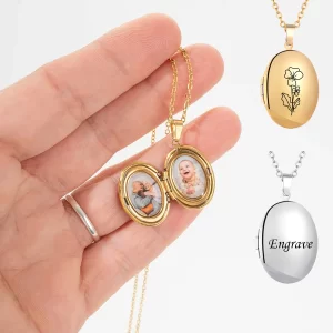 customize picture name women's necklaces oval locket pendant photo image personalized anniversary gift