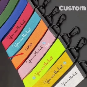 custom colour ribbon keychain for bags creative diy logo key chain personalized bag keyring men chains pendant cute gifts