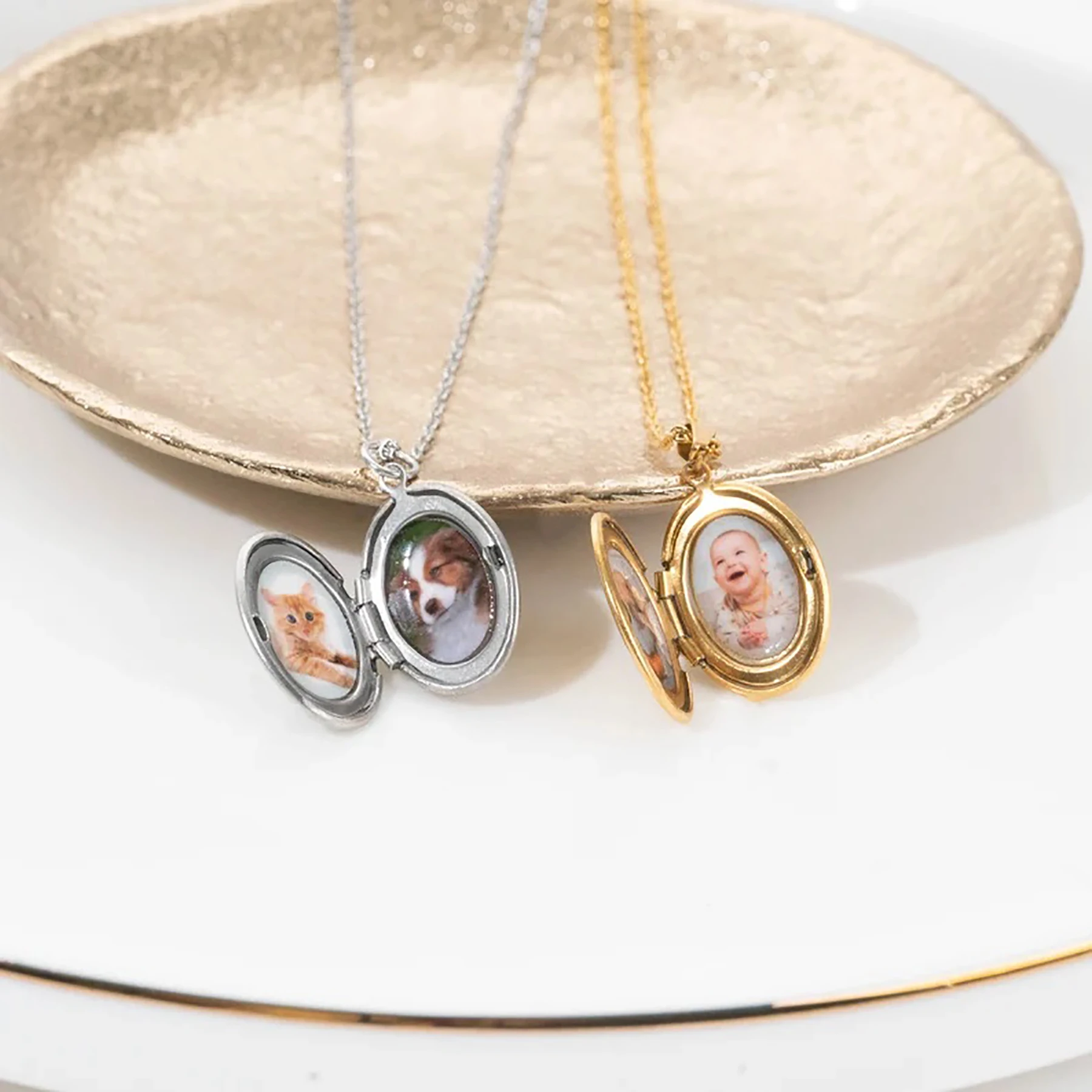 Customize Picture Name Women's Necklaces Oval Locket Pendant Photo Image Personalized Anniversary Gift-5