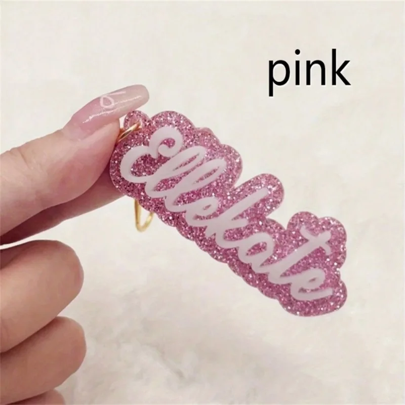 Personalized Custom Name Acrylic Keychain Glitter Color Background Nameplate Stainless Steel Key Ring Fashion Jewelry Gift-7 Personalized Custom Name Acrylic Keychain Glitter Color Background Nameplate Stainless Steel Key Ring Fashion Jewelry Gift-7