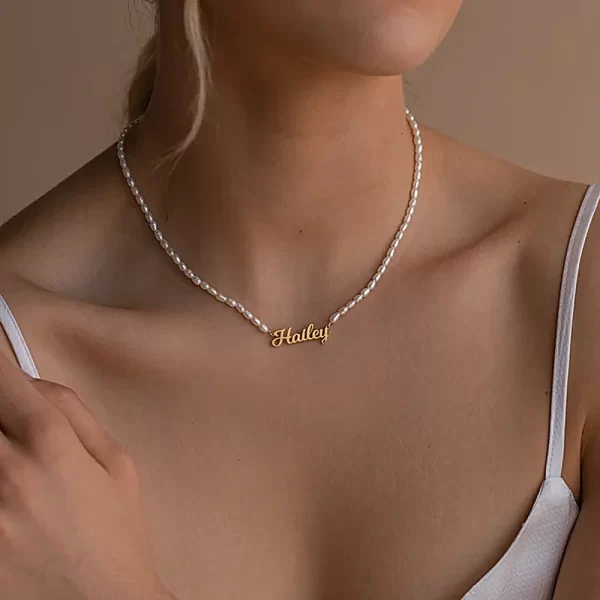 custom name letters imitation pearl necklace for women girls stainless steel personalized jewelry gifts choker necklaces
