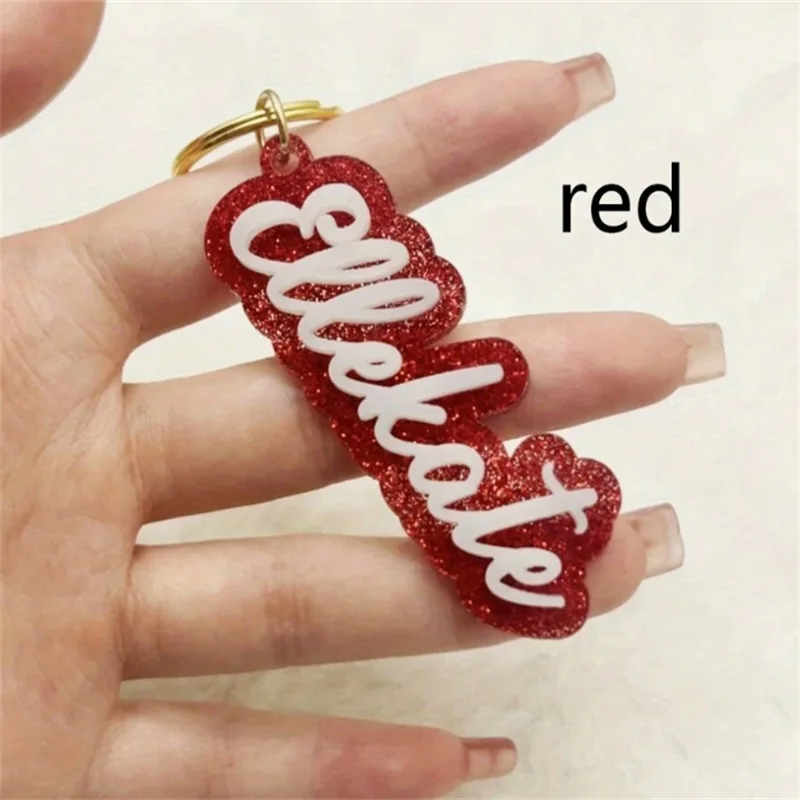 Personalized Custom Name Acrylic Keychain Glitter Color Background Nameplate Stainless Steel Key Ring Fashion Jewelry Gift-9 Personalized Custom Name Acrylic Keychain Glitter Color Background Nameplate Stainless Steel Key Ring Fashion Jewelry Gift-9