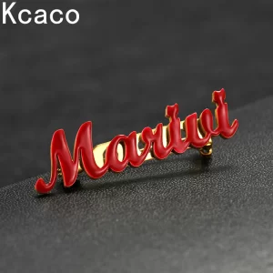 customized red name pin brooch stainless steel full colour logo lapel pin brooches personalized women men daily jewellery gift