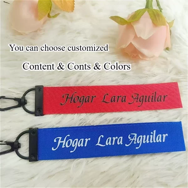 custom colour ribbon keychain for bags creative diy logo key chain personalized bag keyring men chains pendant cute gifts