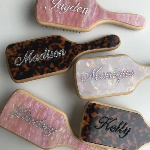fashion customized rhinestone letters personalized name acetate hair brush birthday gift for women girls
