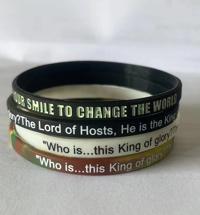 Egen Promotions Cheap Pack Thin Wristbands 6mm Width With Print Written Custom Silicone Bracelets Ads-1