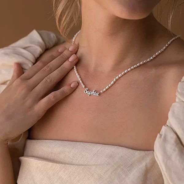 custom name letters imitation pearl necklace for women girls stainless steel personalized jewelry gifts choker necklaces