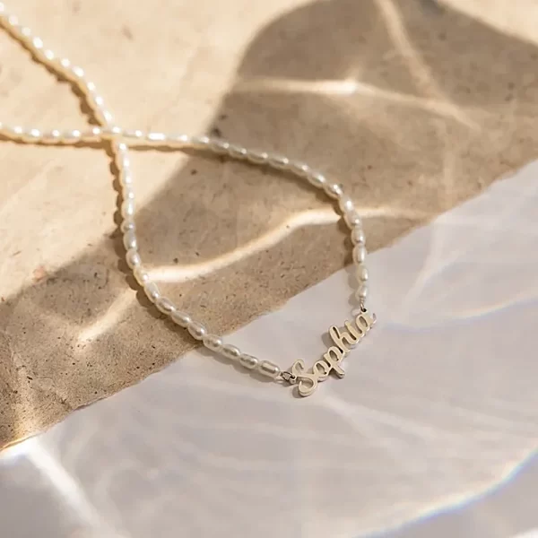 custom name letters imitation pearl necklace for women girls stainless steel personalized jewelry gifts choker necklaces