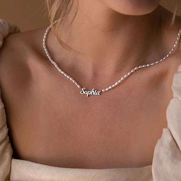 custom name letters imitation pearl necklace for women girls stainless steel personalized jewelry gifts choker necklaces