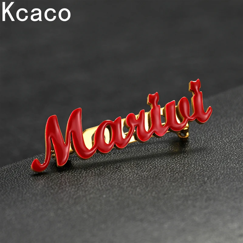 Customized Red Name Pin Brooch Stainless Steel Full-Colour Logo Lapel Pin Brooches Personalized Women Men Daily Jewellery Gift-5