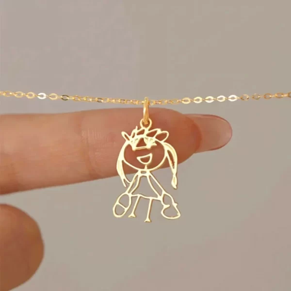 treebud custom drawing keychains stainless steel for chirldren handmade personalized picture necklace bracelets for mom dad kids