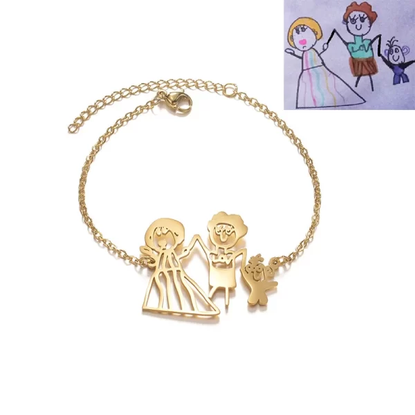 treebud custom drawing keychains stainless steel for chirldren handmade personalized picture necklace bracelets for mom dad kids