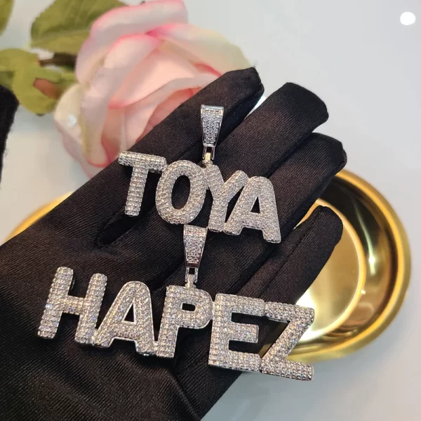 custom name necklaces personalized word pendants bubble hip hop jewelry drop shipping factory directly