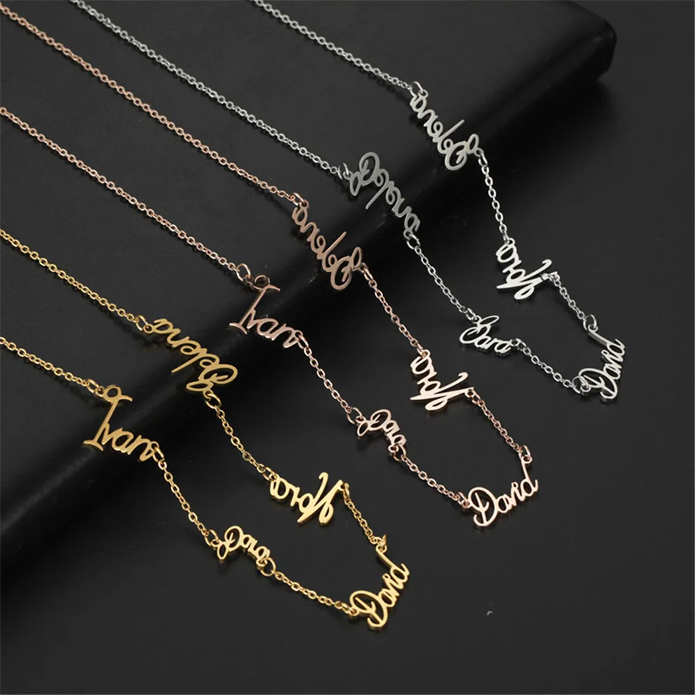 Skyrim Customized Multiple Names Bracelet Women Stainless Steel Personalized Family Name Jewelry Gift for Friends Mother Girls-16