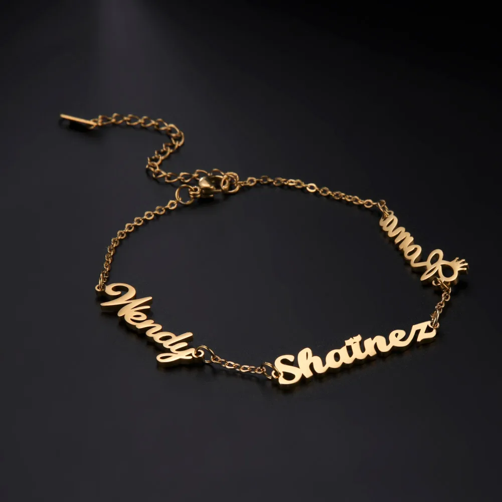 Skyrim Customized Multiple Names Bracelet Women Stainless Steel Personalized Family Name Jewelry Gift for Friends Mother Girls-19