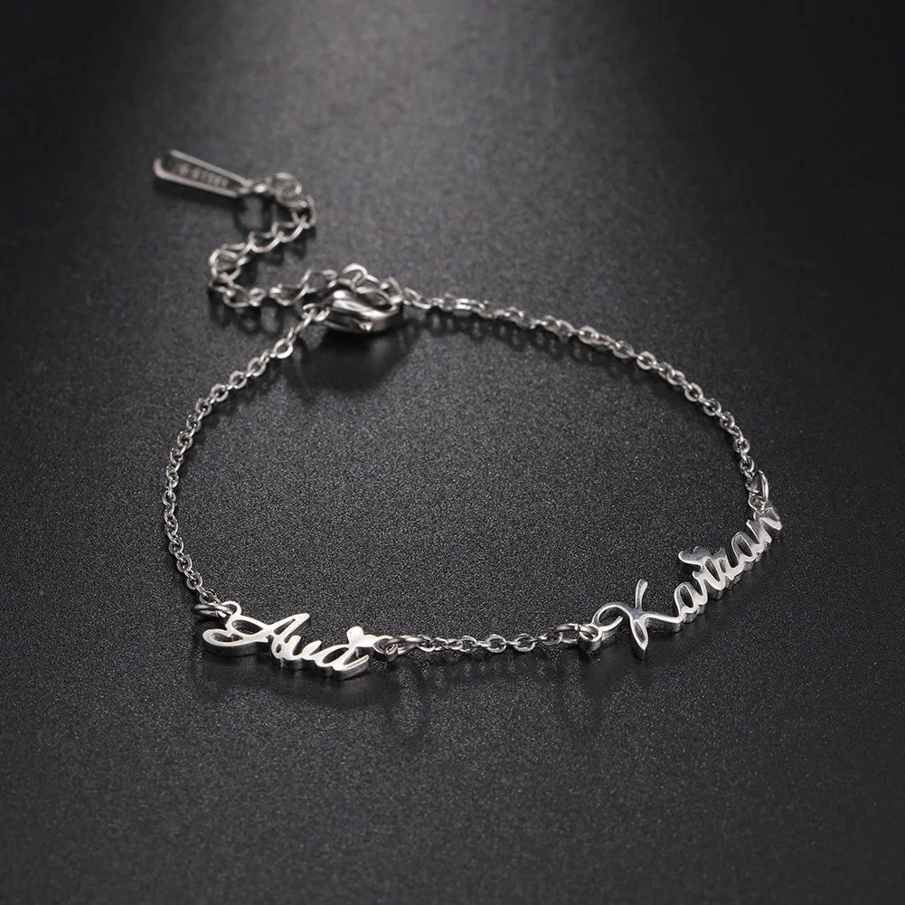 Skyrim Customized Multiple Names Bracelet Women Stainless Steel Personalized Family Name Jewelry Gift for Friends Mother Girls-21