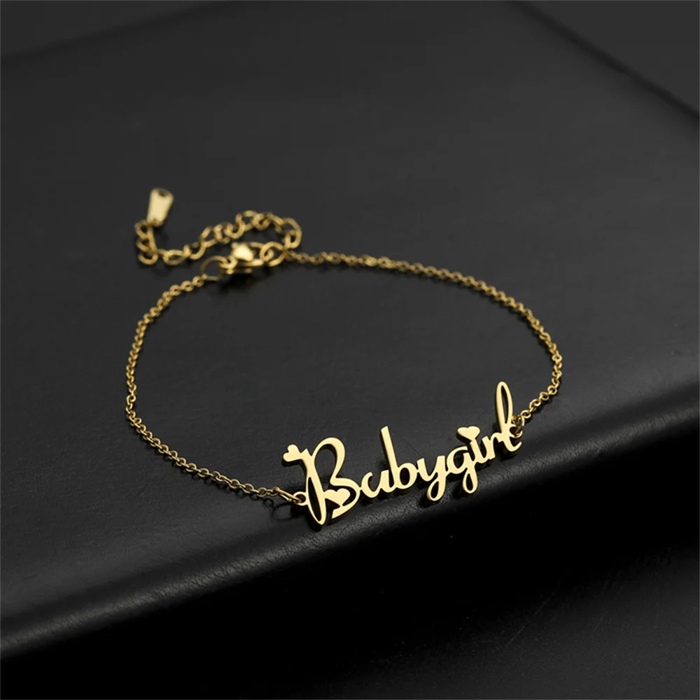 Skyrim Customized Multiple Names Bracelet Women Stainless Steel Personalized Family Name Jewelry Gift for Friends Mother Girls-23