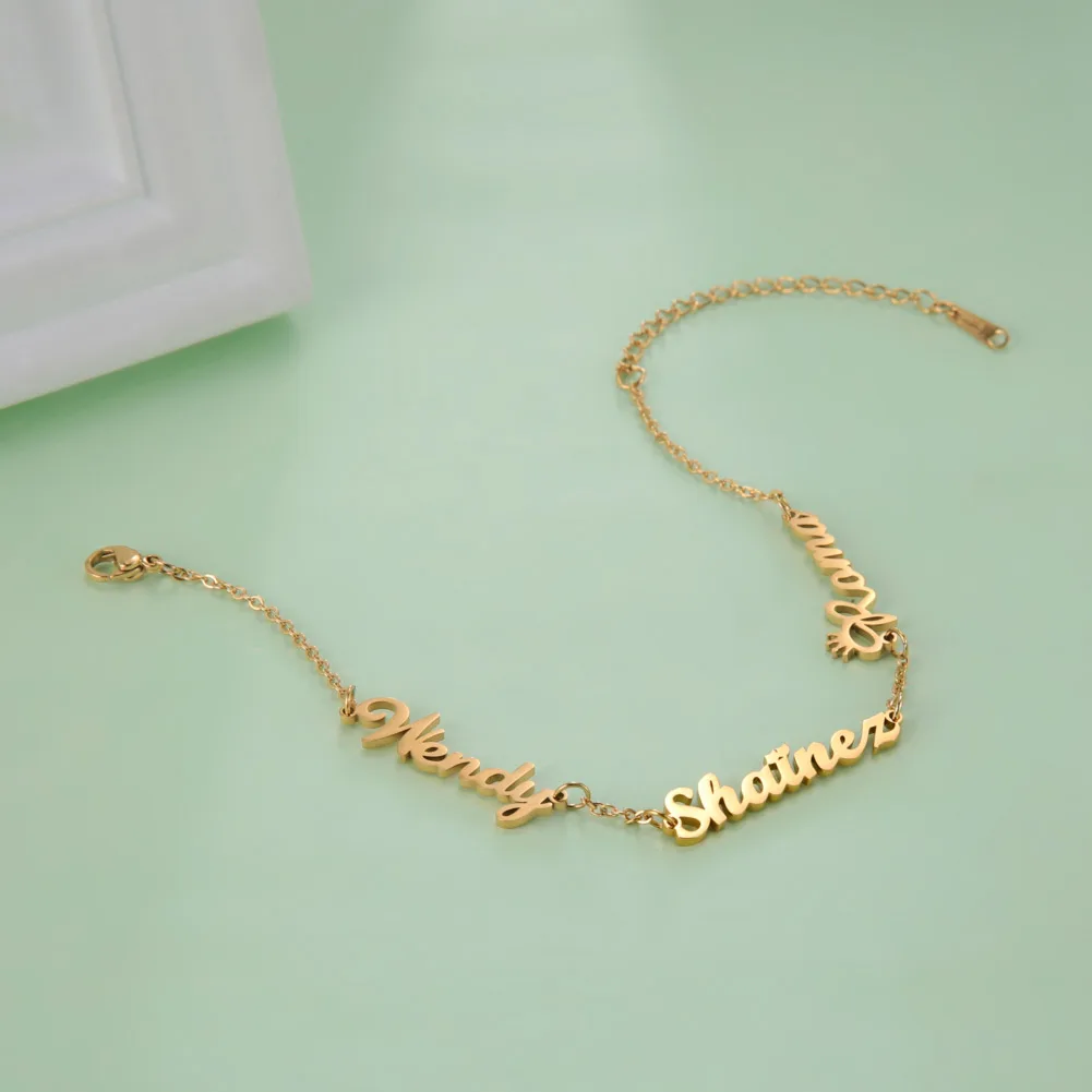 Skyrim Customized Multiple Names Bracelet Women Stainless Steel Personalized Family Name Jewelry Gift for Friends Mother Girls-25