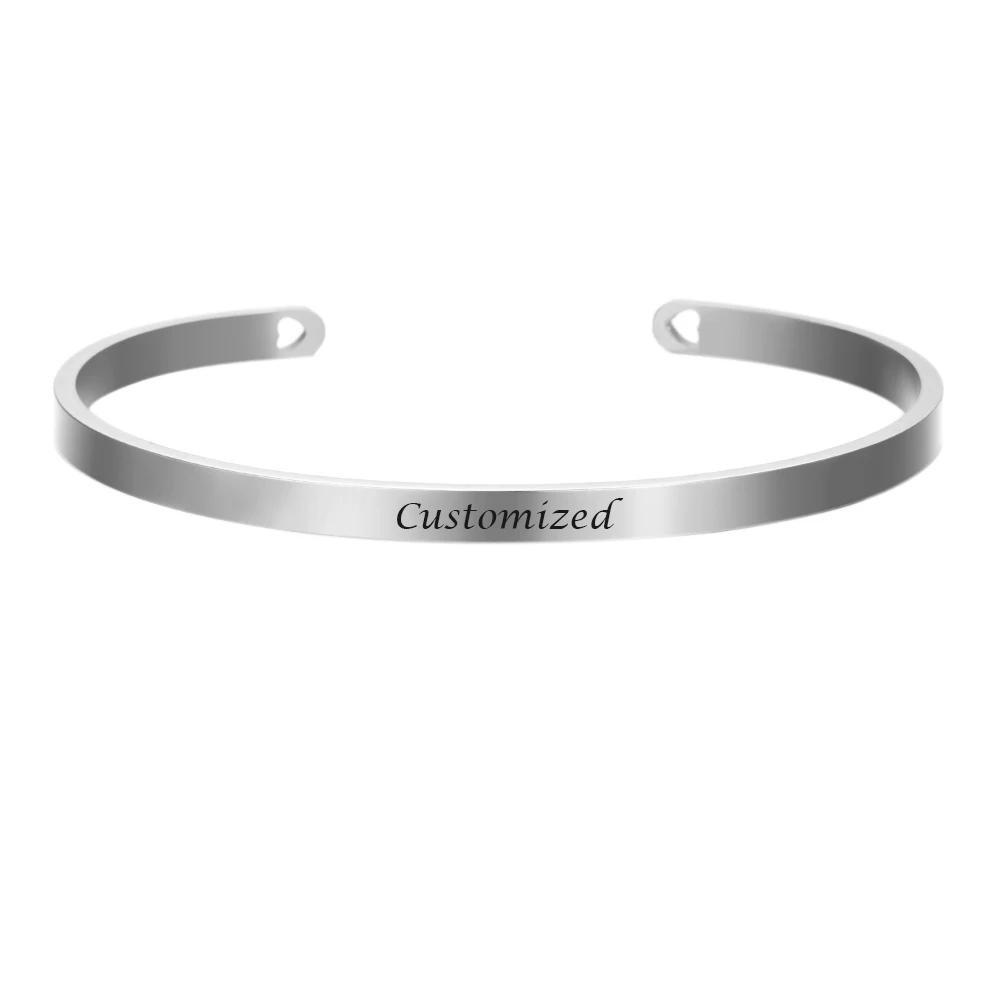 Customized Coordinate Engraved Name Text Heart Hole Cuff Bangle Personalized Bar Necklace Stainless Steel Bracelet Men Women Gif-10 Customized Coordinate Engraved Name Text Heart Hole Cuff Bangle Personalized Bar Necklace Stainless Steel Bracelet Men Women Gif-10