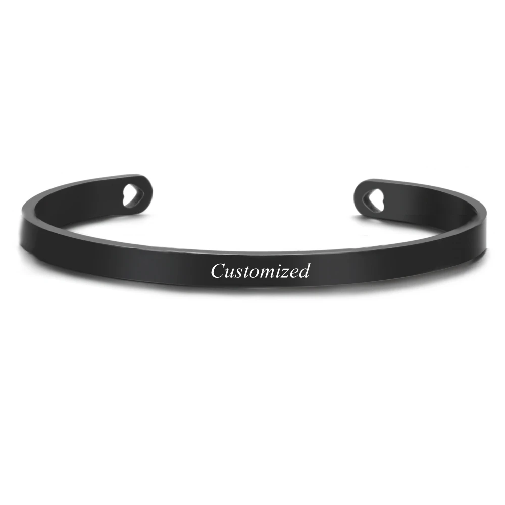 Customized Coordinate Engraved Name Text Heart Hole Cuff Bangle Personalized Bar Necklace Stainless Steel Bracelet Men Women Gif-13 Customized Coordinate Engraved Name Text Heart Hole Cuff Bangle Personalized Bar Necklace Stainless Steel Bracelet Men Women Gif-13