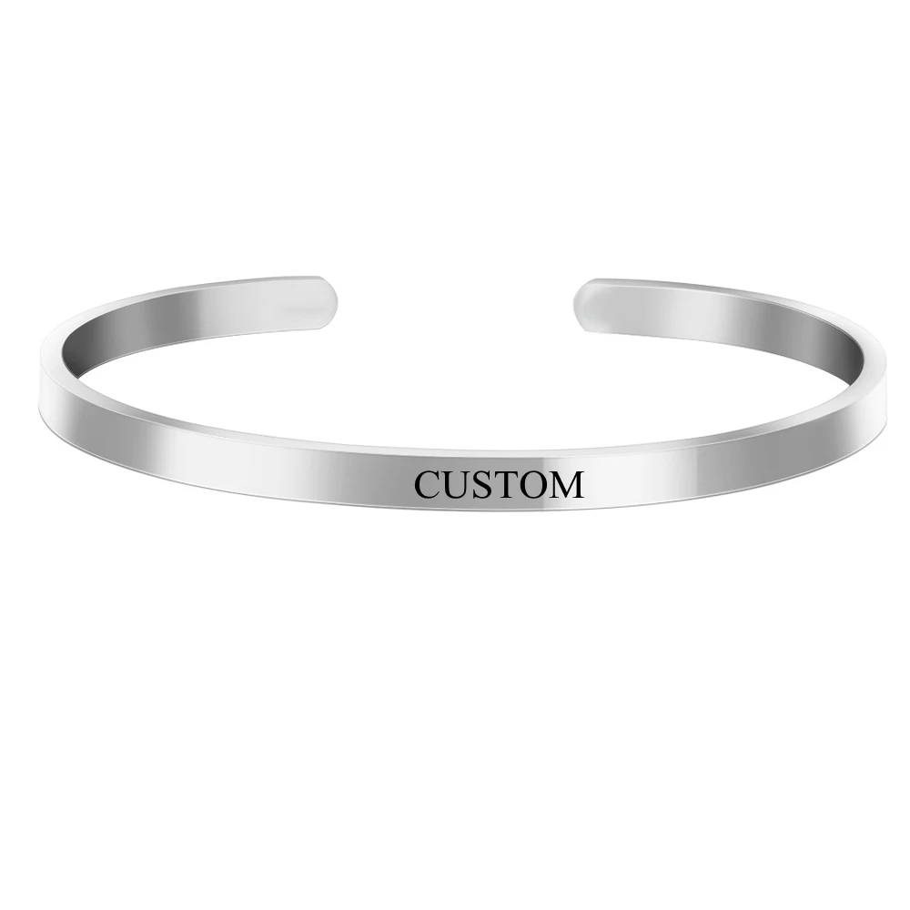 Customized Coordinate Engraved Name Text Heart Hole Cuff Bangle Personalized Bar Necklace Stainless Steel Bracelet Men Women Gif-14 Customized Coordinate Engraved Name Text Heart Hole Cuff Bangle Personalized Bar Necklace Stainless Steel Bracelet Men Women Gif-14
