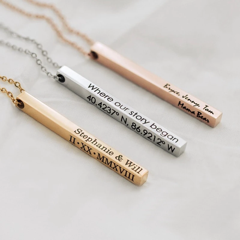 Customized Coordinate Engraved Name Text Heart Hole Cuff Bangle Personalized Bar Necklace Stainless Steel Bracelet Men Women Gif-18 Customized Coordinate Engraved Name Text Heart Hole Cuff Bangle Personalized Bar Necklace Stainless Steel Bracelet Men Women Gif-18