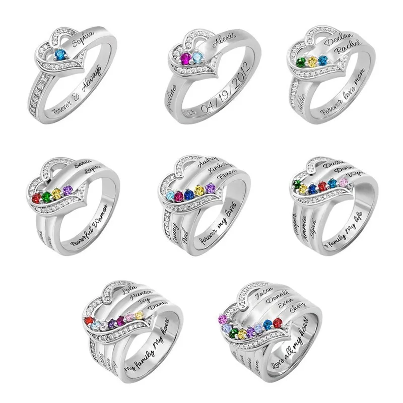 Personalized 1-8 Birthstone Rings for Women Customized Engraved Name Rings for Her Custom Cubic Zirconia Stones Heart Rings Gift-5 Personalized 1-8 Birthstone Rings for Women Customized Engraved Name Rings for Her Custom Cubic Zirconia Stones Heart Rings Gift-5