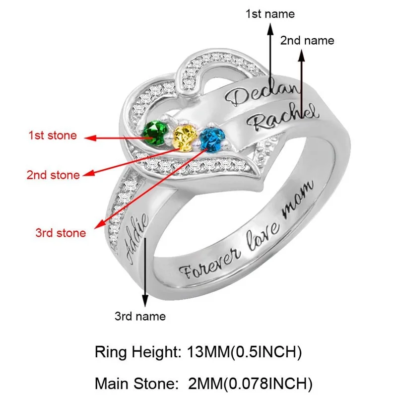 Personalized 1-8 Birthstone Rings for Women Customized Engraved Name Rings for Her Custom Cubic Zirconia Stones Heart Rings Gift-3 Personalized 1-8 Birthstone Rings for Women Customized Engraved Name Rings for Her Custom Cubic Zirconia Stones Heart Rings Gift-3