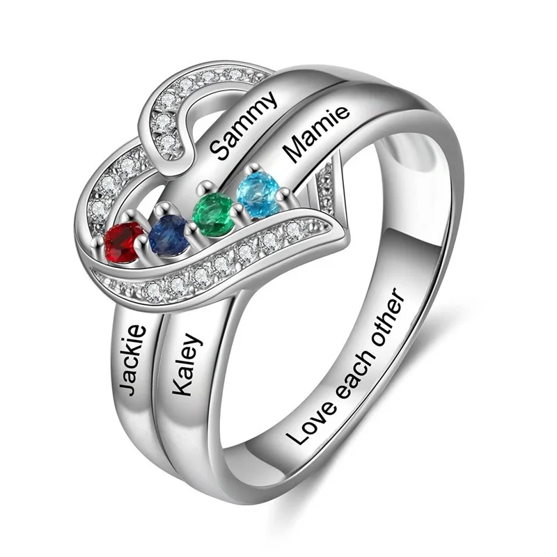 Personalized 1-8 Birthstone Rings for Women Customized Engraved Name Rings for Her Custom Cubic Zirconia Stones Heart Rings Gift-2 Personalized 1-8 Birthstone Rings for Women Customized Engraved Name Rings for Her Custom Cubic Zirconia Stones Heart Rings Gift-2