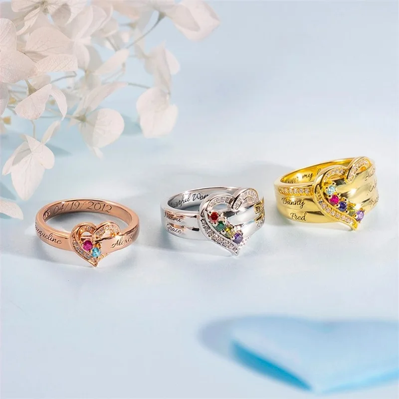 Personalized 1-8 Birthstone Rings for Women Customized Engraved Name Rings for Her Custom Cubic Zirconia Stones Heart Rings Gift-8 Personalized 1-8 Birthstone Rings for Women Customized Engraved Name Rings for Her Custom Cubic Zirconia Stones Heart Rings Gift-8