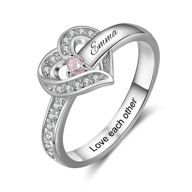Personalized 1-8 Birthstone Rings for Women Customized Engraved Name Rings for Her Custom Cubic Zirconia Stones Heart Rings Gift-11 Personalized 1-8 Birthstone Rings for Women Customized Engraved Name Rings for Her Custom Cubic Zirconia Stones Heart Rings Gift-11