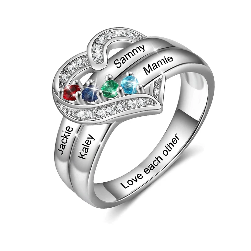 Personalized 1-8 Birthstone Rings for Women Customized Engraved Name Rings for Her Custom Cubic Zirconia Stones Heart Rings Gift-12 Personalized 1-8 Birthstone Rings for Women Customized Engraved Name Rings for Her Custom Cubic Zirconia Stones Heart Rings Gift-12