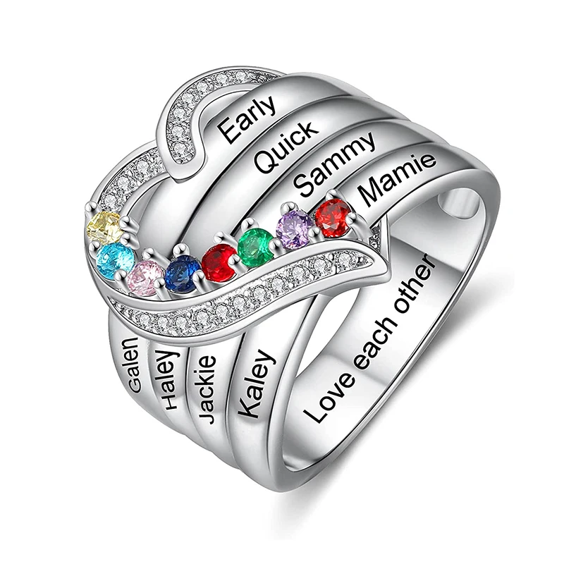 Personalized 1-8 Birthstone Rings for Women Customized Engraved Name Rings for Her Custom Cubic Zirconia Stones Heart Rings Gift-14 Personalized 1-8 Birthstone Rings for Women Customized Engraved Name Rings for Her Custom Cubic Zirconia Stones Heart Rings Gift-14