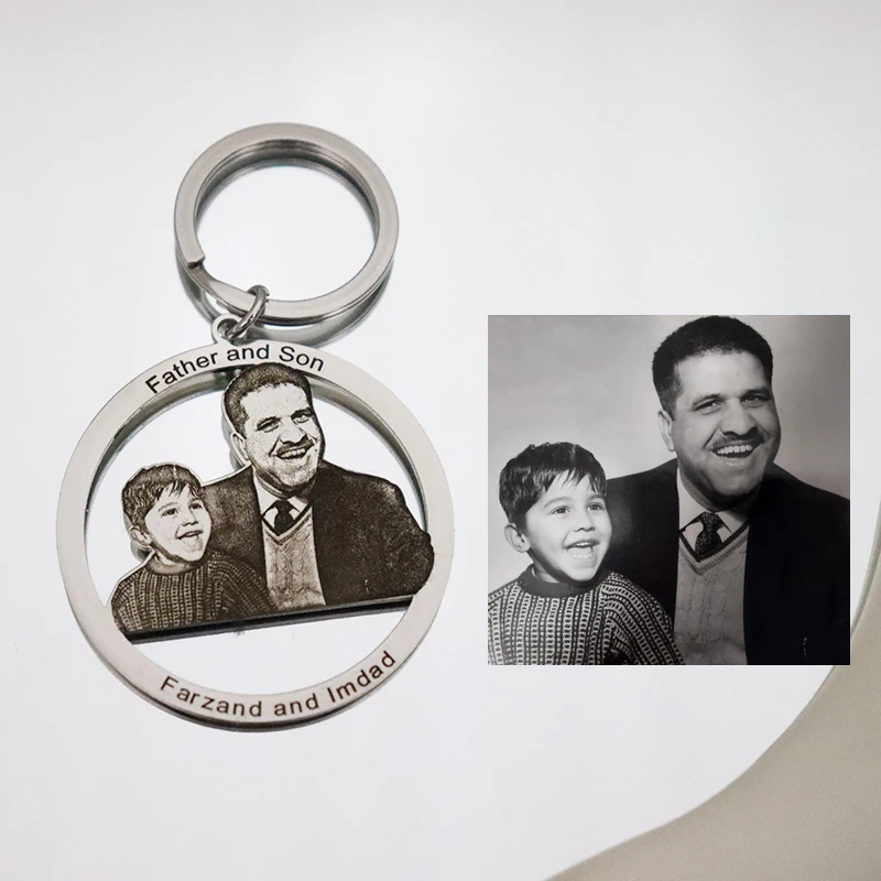 Personalized Couple Photo Necklace Engraved Family Picture Pendant Gifts Custom Dog Cat Keychain Memory Jewelry Picture Pendants-2