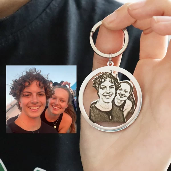 personalized couple photo necklace engraved family picture pendant gifts custom dog cat keychain memory jewelry picture pendants