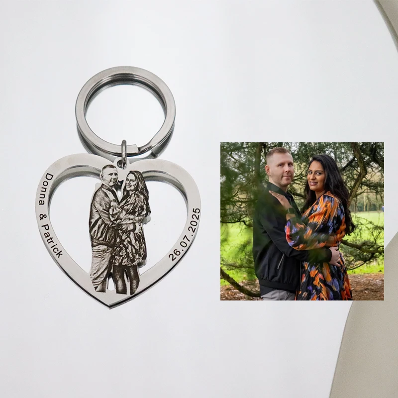 Personalized Couple Photo Necklace Engraved Family Picture Pendant Gifts Custom Dog Cat Keychain Memory Jewelry Picture Pendants-9